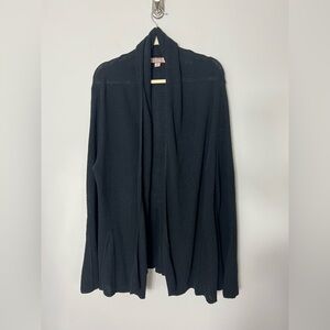 Beyond Threads Peruvian Cotton Black Open Knit Cardigan Sweater Size XL *